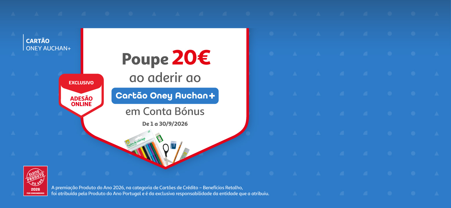 Ganhe 30 euros em Conta Bónus ao aderir ao Cartão Oney Auchan+