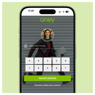 Ecrã de Inicio de Sessão APP Oney