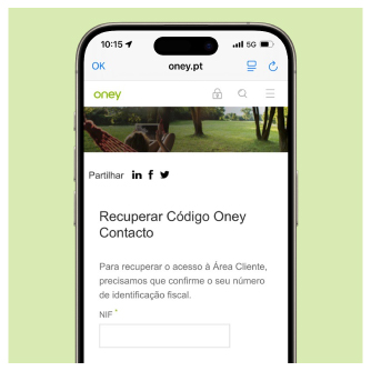 Formulário para recuperar Código Oney Contacto