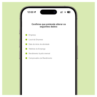 Ecrã de conformação após atualização de dados na APP Oney