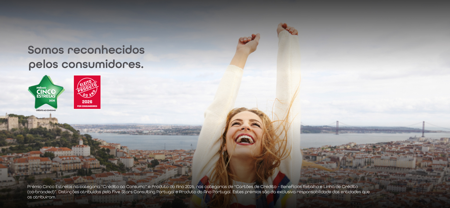 Imagem com texto "Somos Cinco Estrelas" alusiva ao Prémio Cinco Estrelas na categoria de Crédito ao Consumo