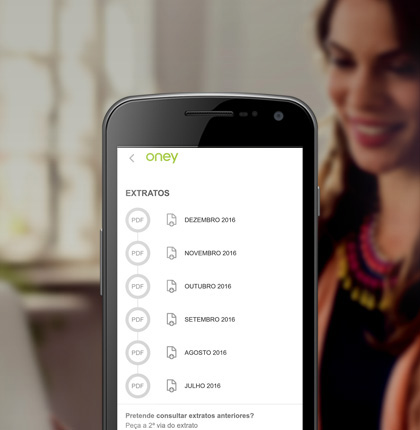 Consulte os seus Extratos na APP Oney.